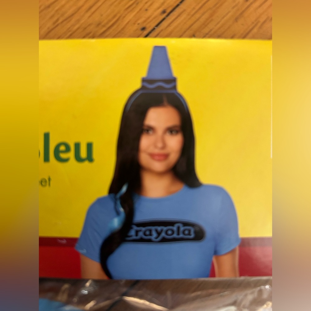 Blue Crayon Kit Costume, One Size ,Head piece & Sticker Adult & Kids